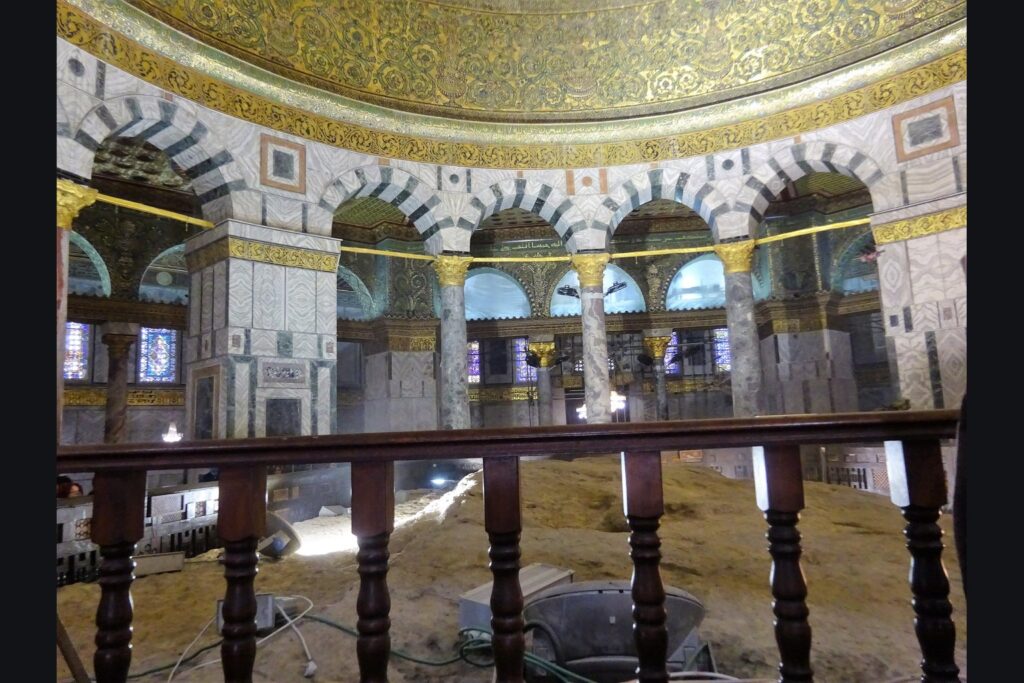 The Foundation Stone inside the Dome of the Rock, argued to mark the site of the Holy of Holies