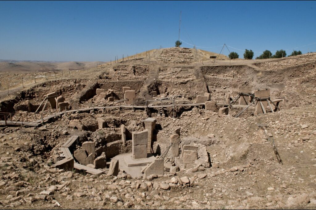Excavated stone enclosures at Gobekli Tepe near Urfa