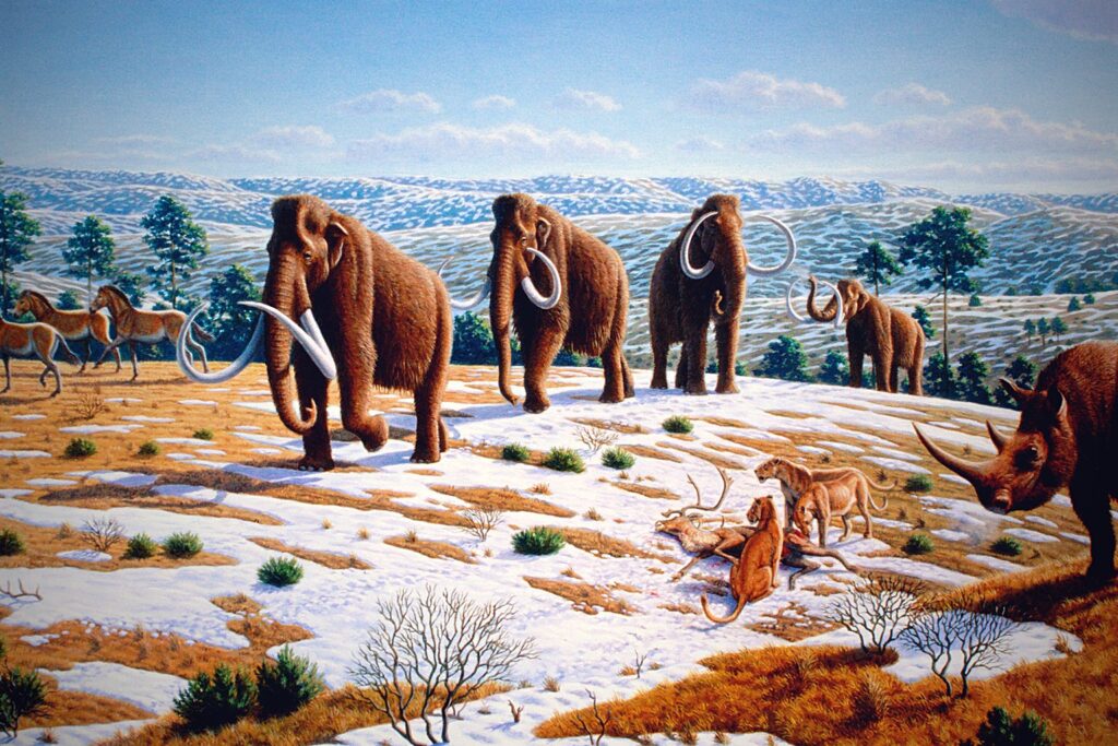 Ice age megafauna including mammoths that vanished around the Younger Dryas