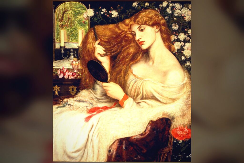 Lady Lilith, de Dante Gabriel Rossetti, la imagen victoriana de la primera esposa de Adán peinándose