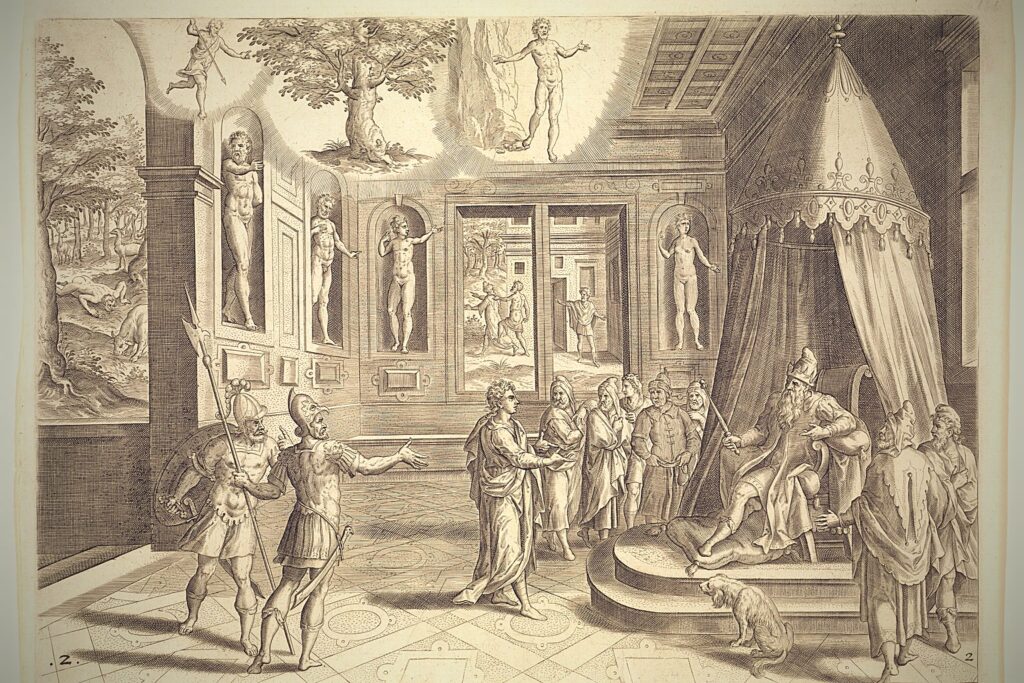 Engraving of Nebuchadnezzar's dream of the great statue, interpreted by Daniel