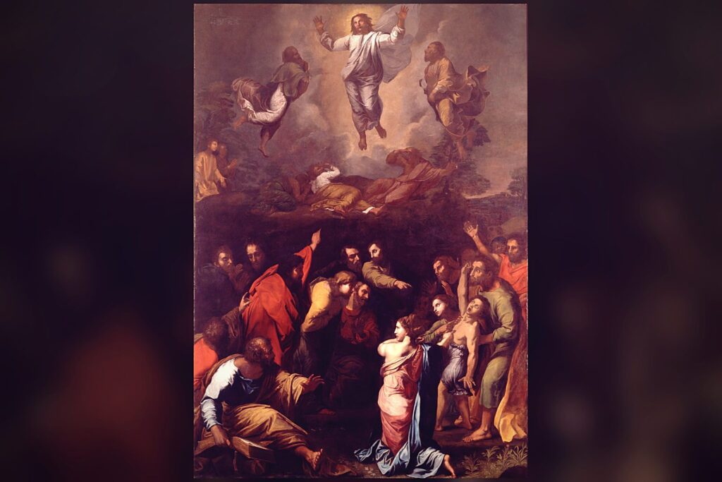 La Transfiguración de Rafael, cuya mitad inferior muestra al muchacho poseído llevado ante discípulos que no pudieron expulsar al demonio
