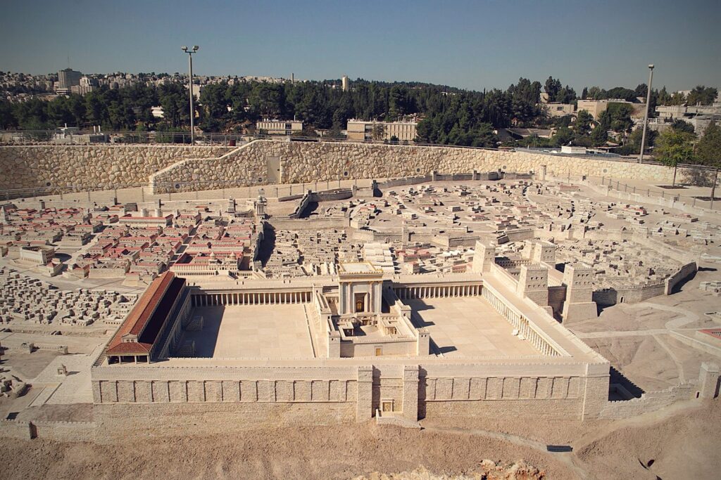 Model of Herod's Temple as it stood before AD 70, the building a third temple would replace