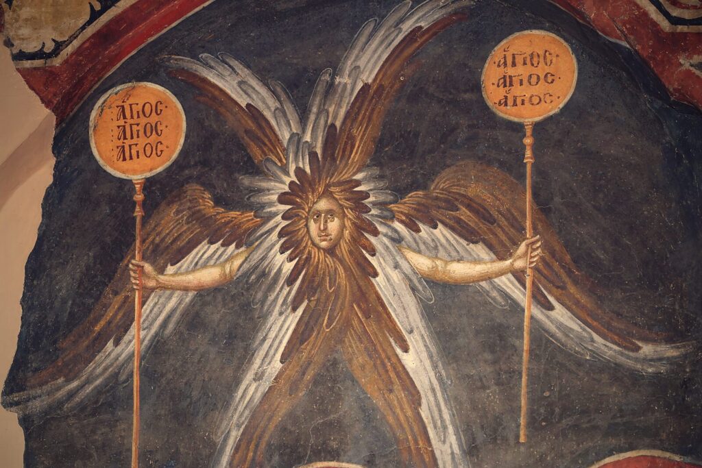 Six-winged seraph in a Byzantine fresco from Gračanica Monastery