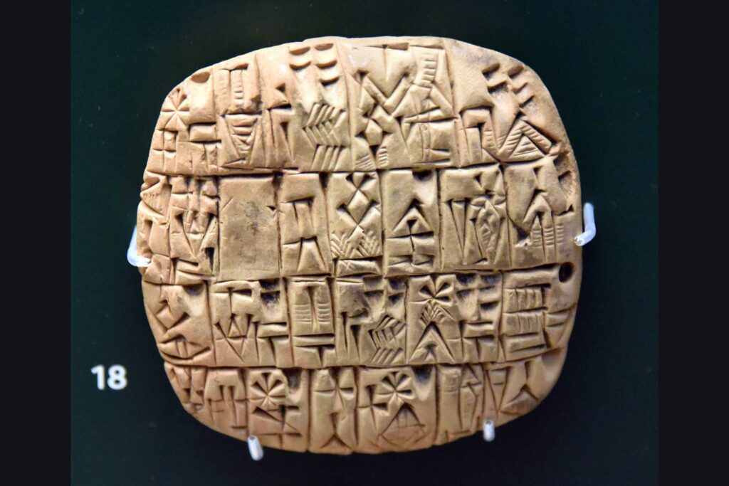 Una tablilla cuneiforme sumeria con un registro administrativo, la clase de texto donde aparecen realmente los anunnaki