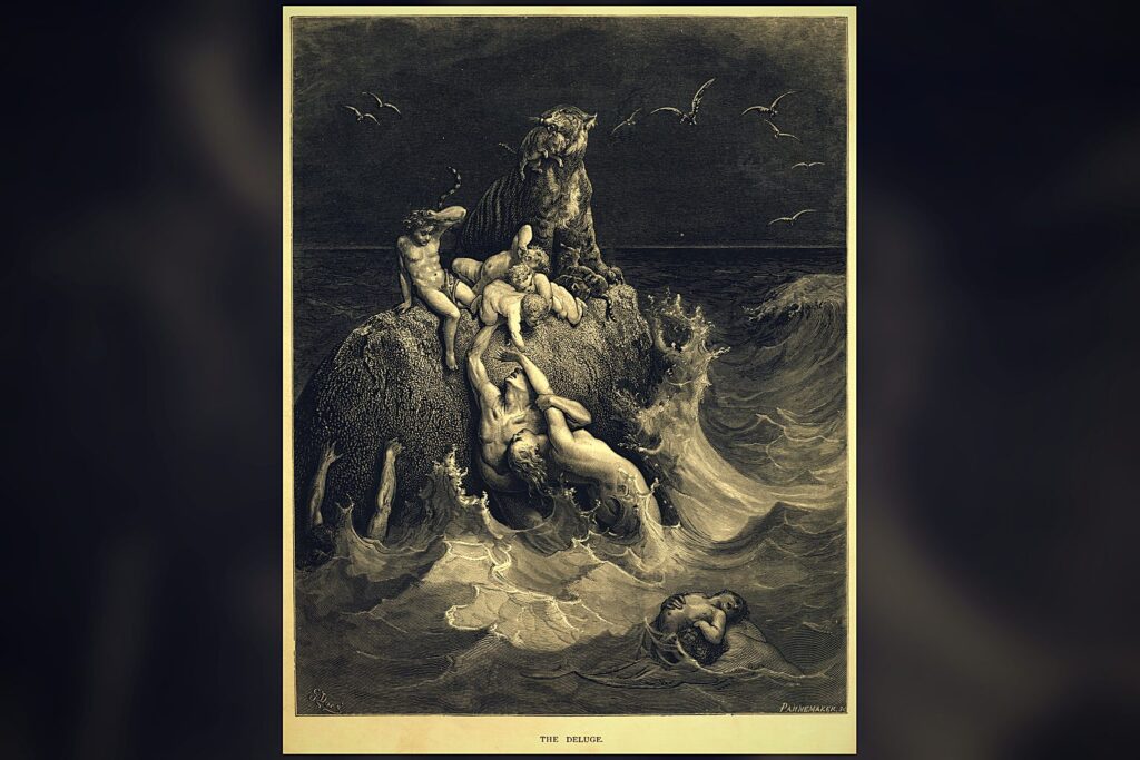 El gran Diluvio del Génesis destruyendo el mundo antediluviano