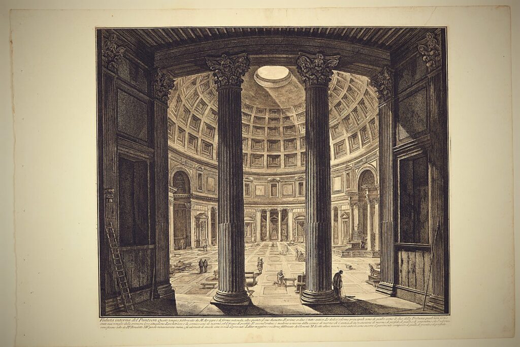 La cúpula artesonada de hormigón y el óculo del Panteón de Roma