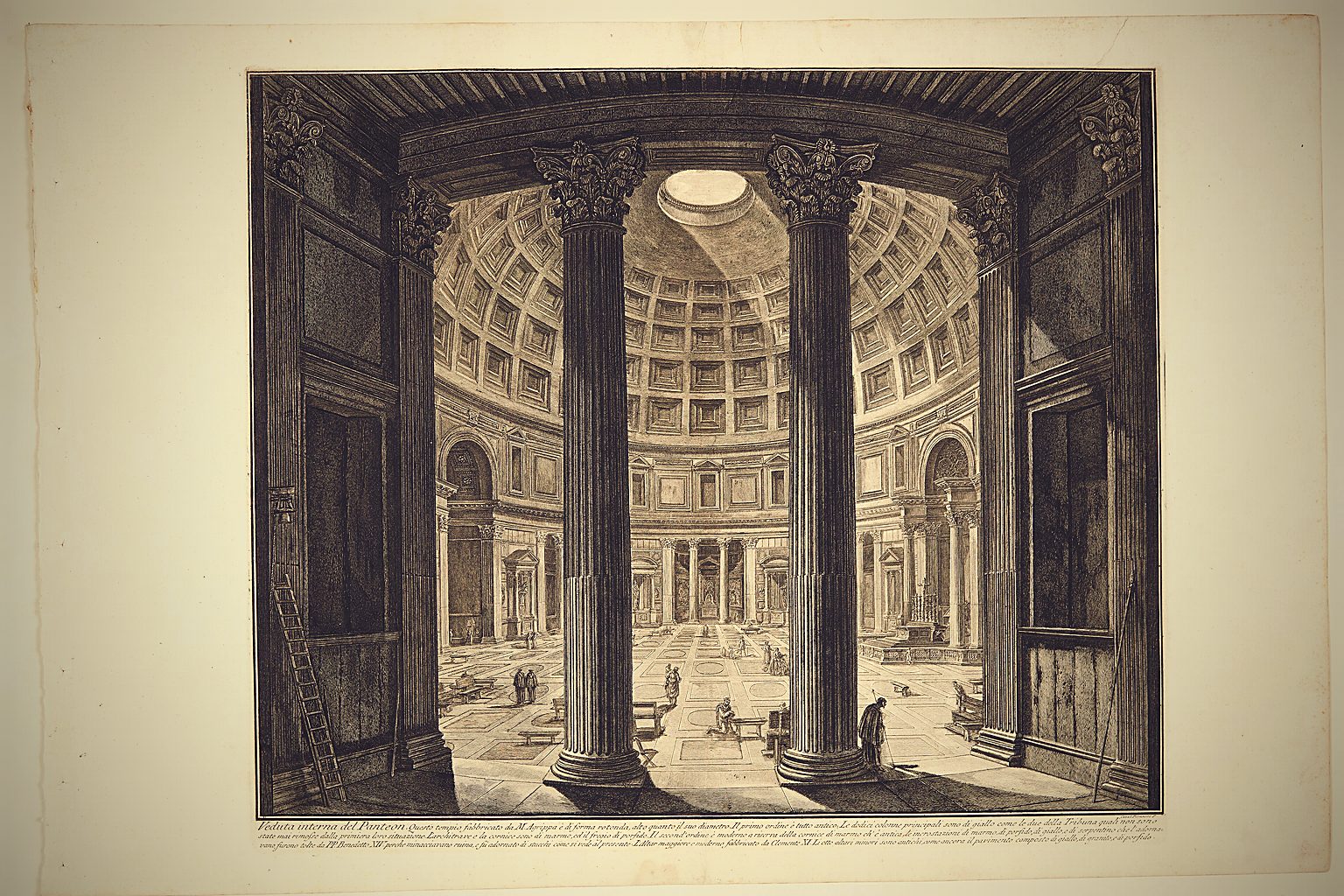 La cúpula artesonada de hormigón y el óculo del Panteón de Roma