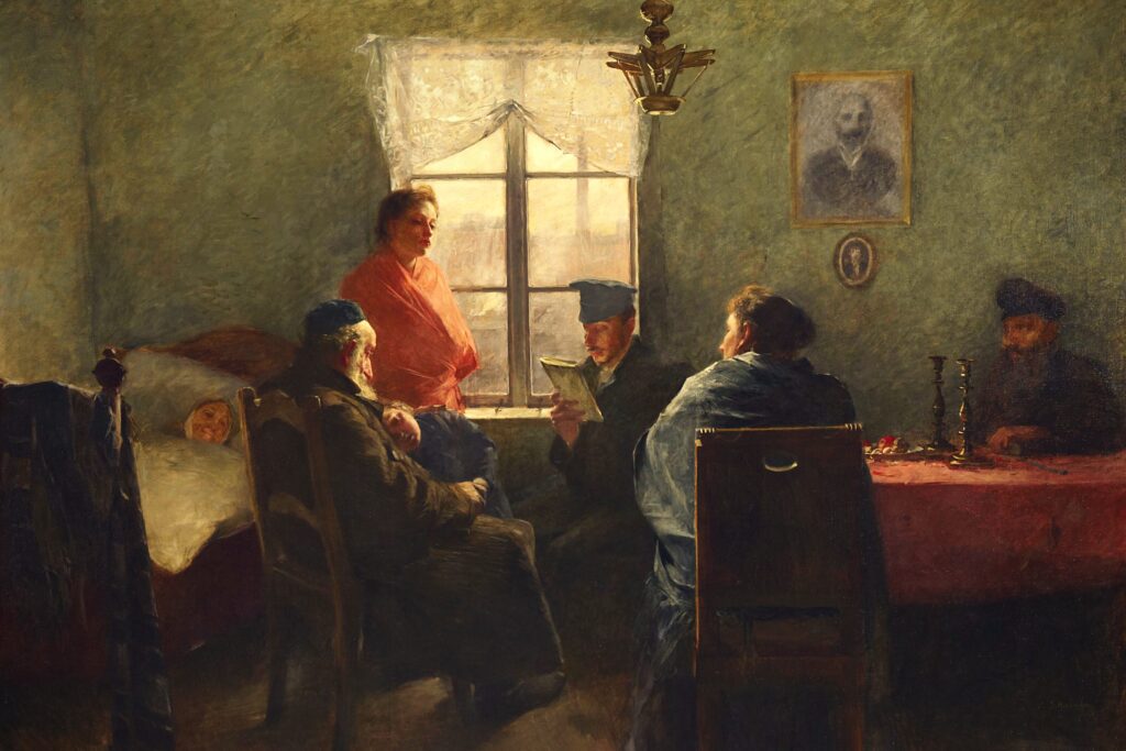 A Jewish man resting and reading on the seventh-day sabbath